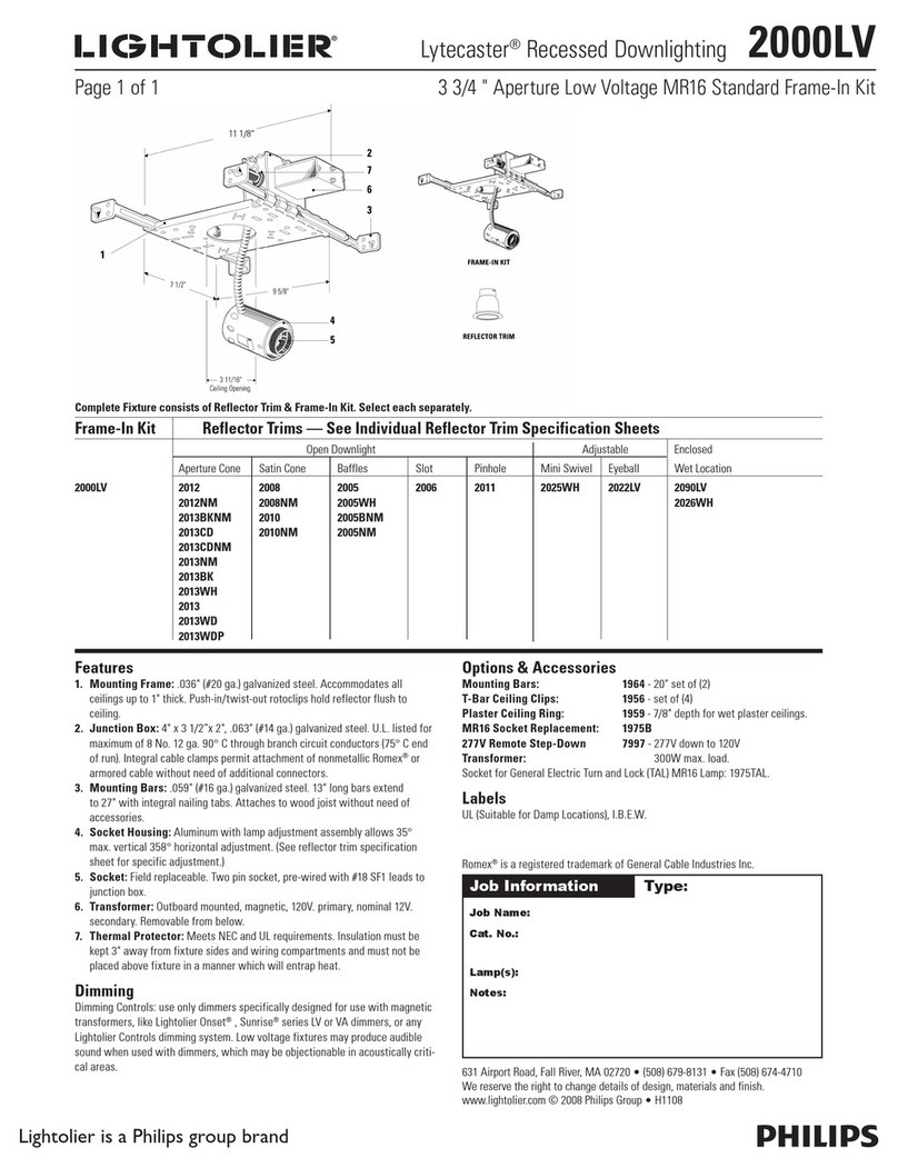 Lightolier Lytecaster 2000LV User manual