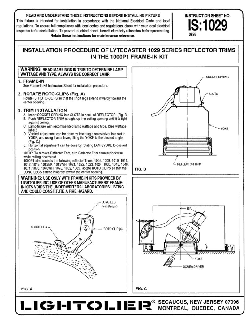 Lightolier LYTECASTER 1029 SERIES User manual Lightolier LYTECASTER 1029 SERIES User manual