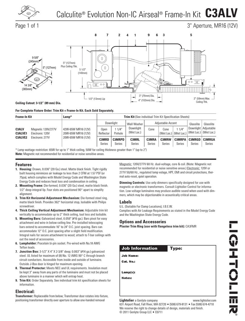 Lightolier Calculite Evolution Non-IC Airseal C3ALV User manual Lightolier Calculite Evolution Non-IC Airseal C3ALV User manual
