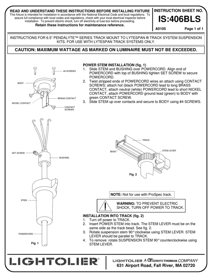 Lightolier 6.5” PENDALYTE SERIES User manual
