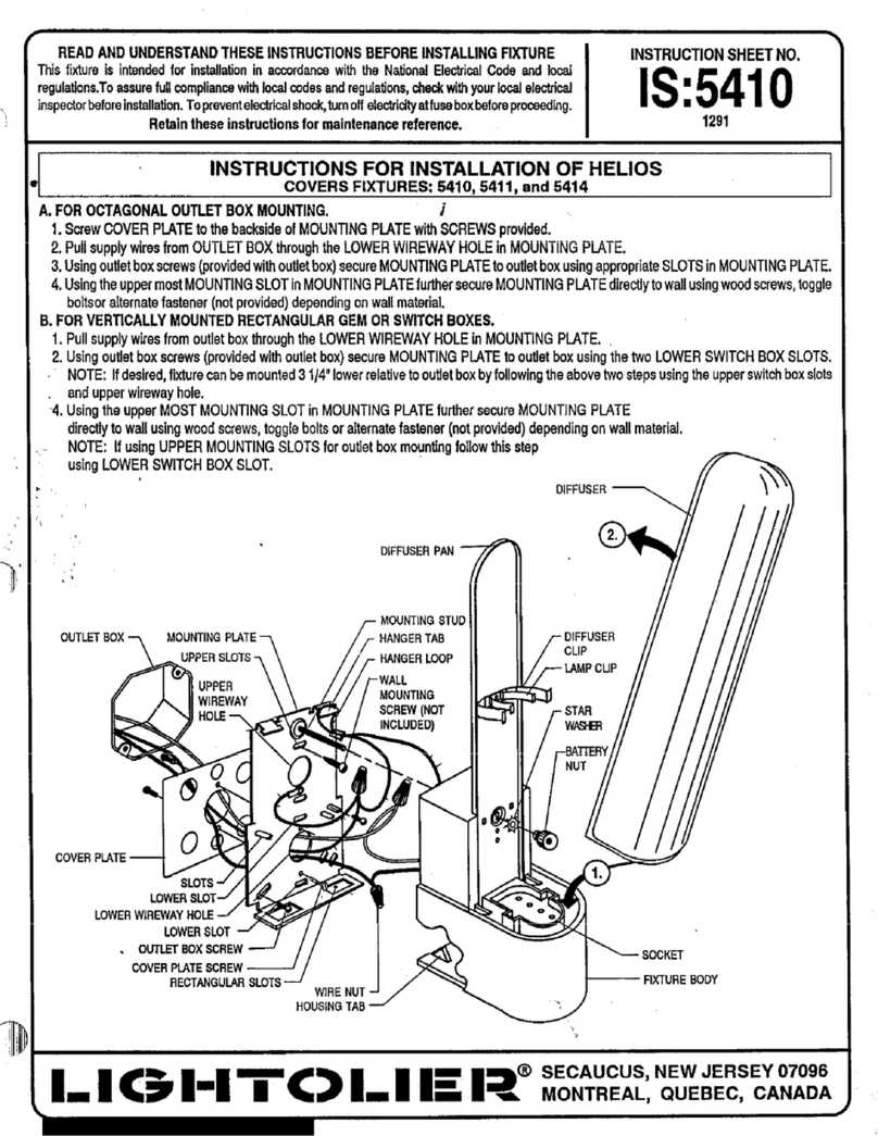 Lightolier Helios 5410 Instructions for installation