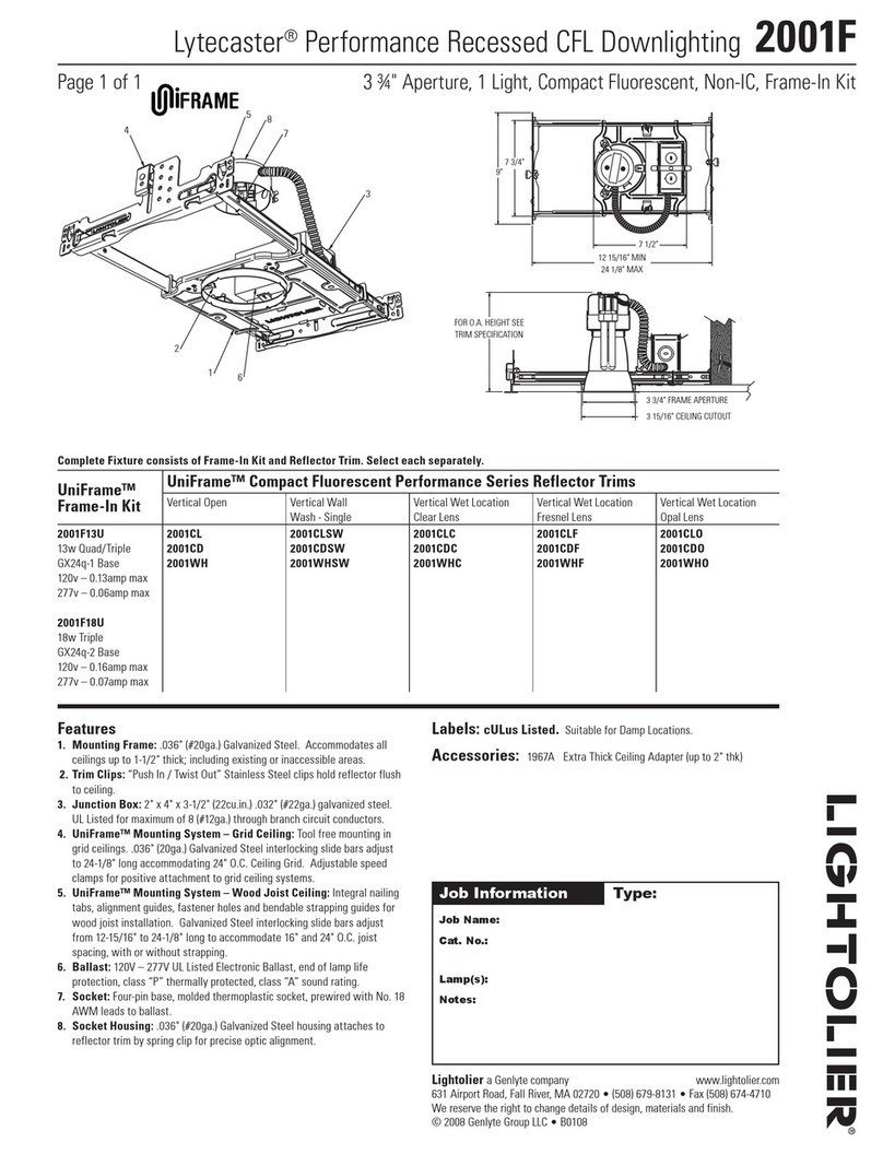 Lightolier Uniframe Lytecaster 2001F User manual Lightolier Uniframe Lytecaster 2001F User manual