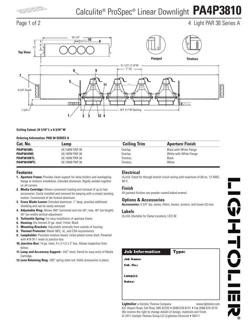 Lightolier Calculite ProSpec PA4P3810 User manual