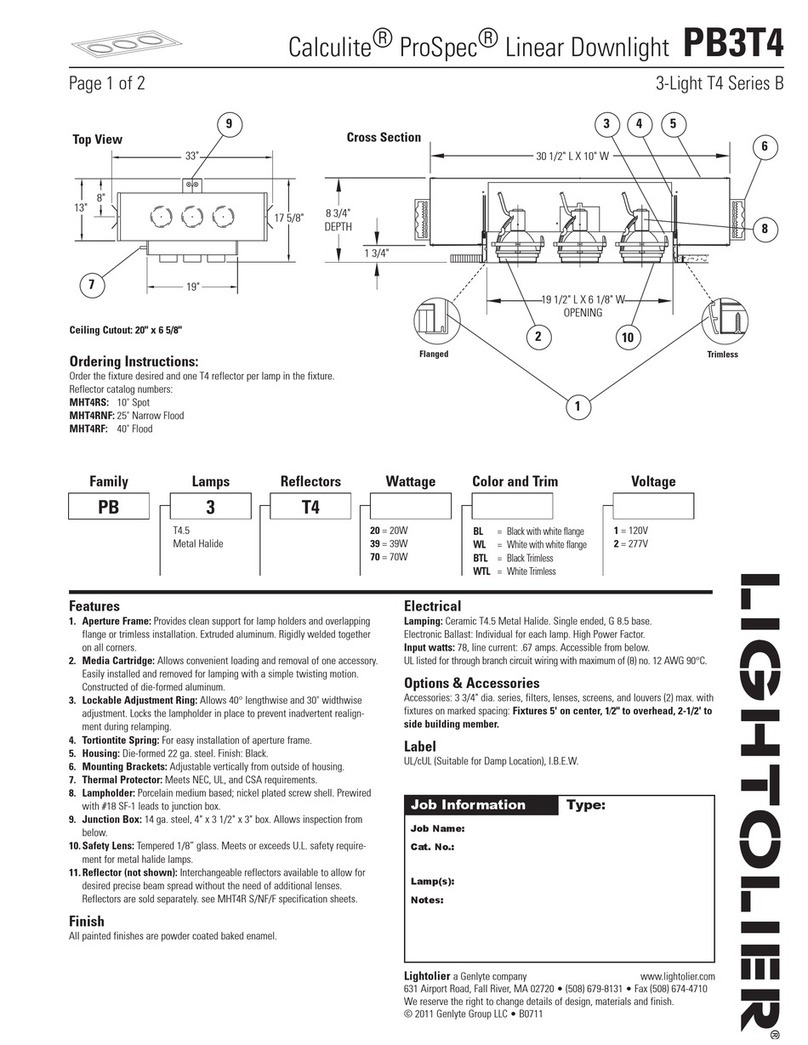 Lightolier Calculite ProSpec PB3T4 User manual Lightolier Calculite ProSpec PB3T4 User manual
