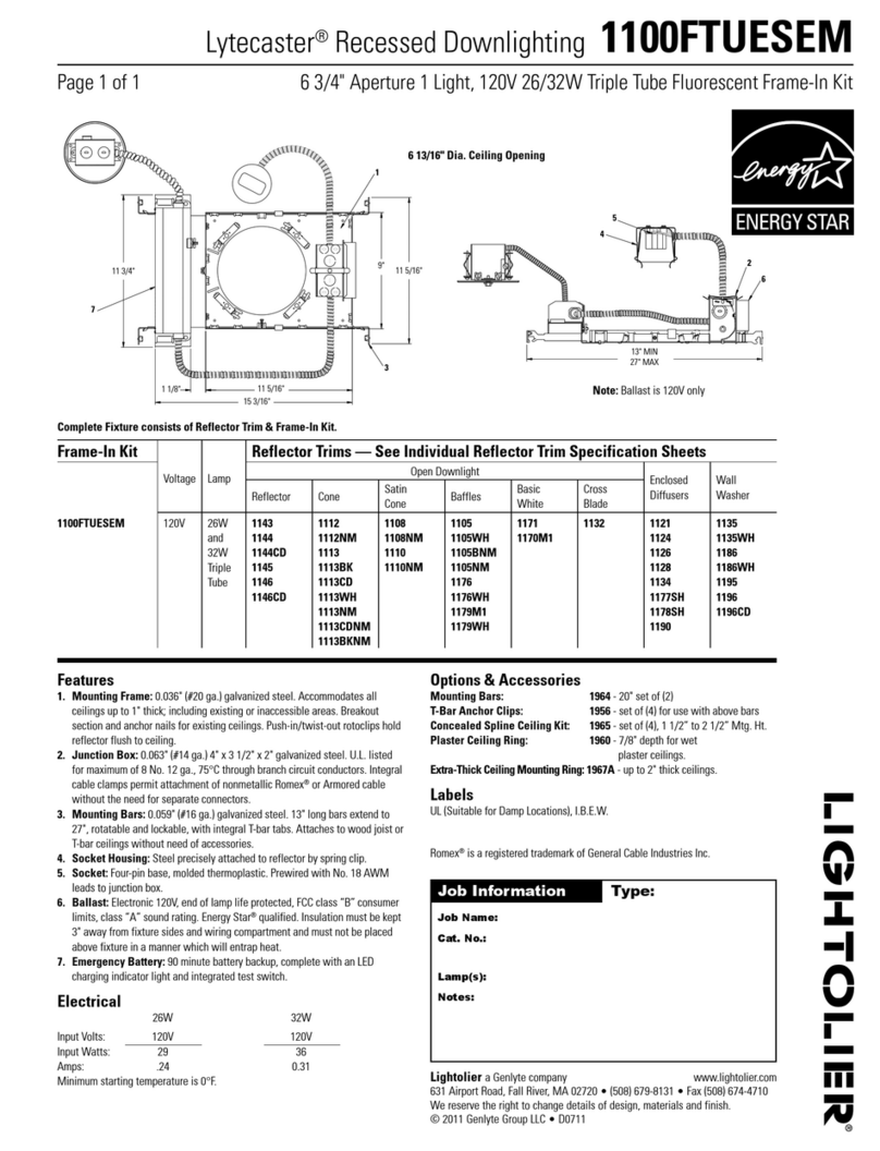 Lightolier Lytecaster 1100FTUESEM User manual