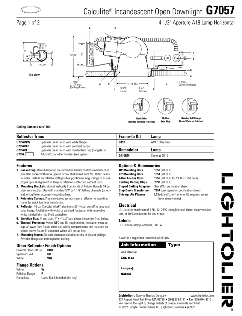 Lightolier Calculite G7057 User manual