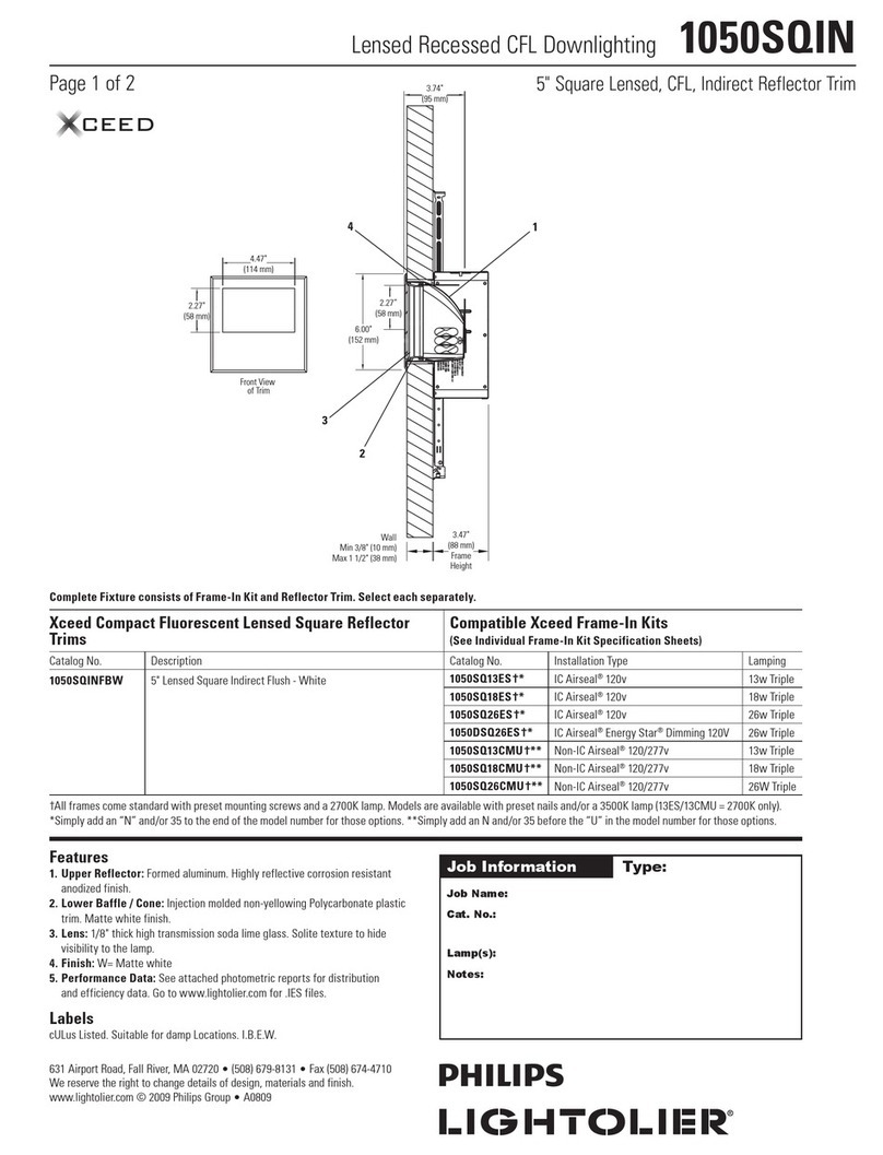 Lightolier Lensed 1050SQIN User manual
