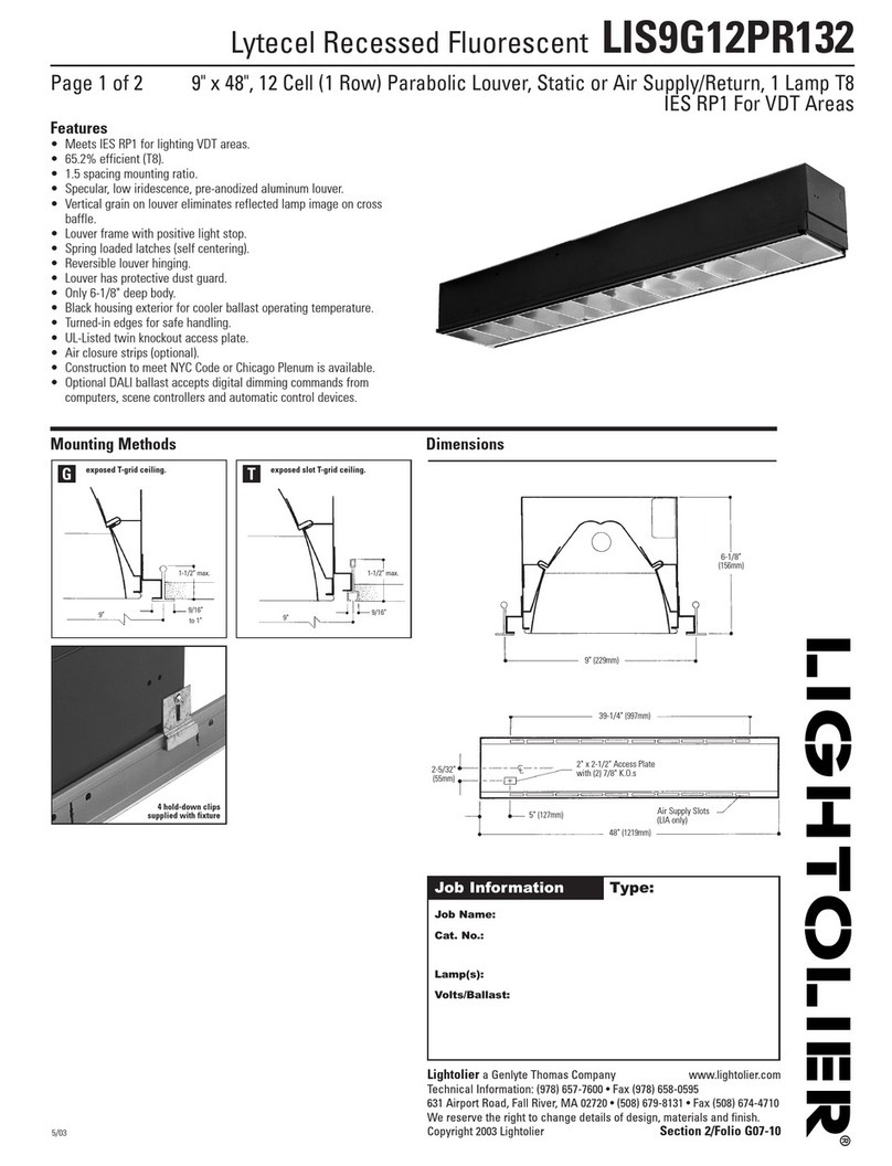 Lightolier Lytecel LIS9G12PR132 User manual
