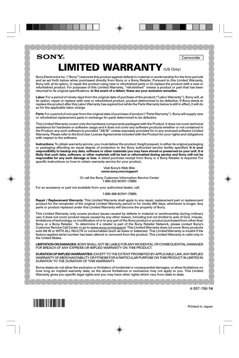 Sony HDR-AS10 Use and maintenance manual
