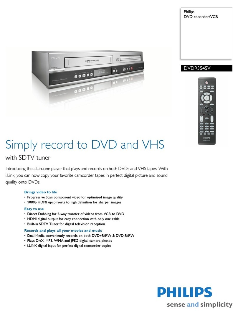 Philips DVDR3545V - DVDr/ VCR Combo Specifications