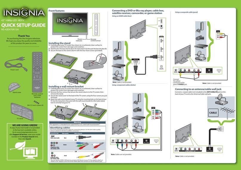Insignia NS-42E470A13A Quick setup guide