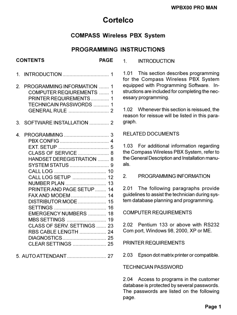 Cortelco WPBX00 PRO MAN Programming instructions