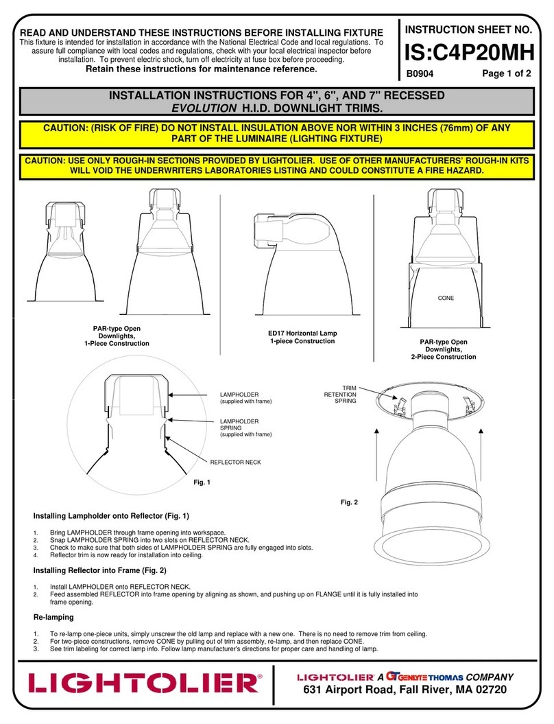 Lightolier 4" RECESSED EVOLUTION User manual Lightolier 4" RECESSED EVOLUTION User manual