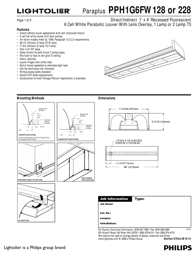 Lightolier Paraplus PPH1G6FW128 User manual