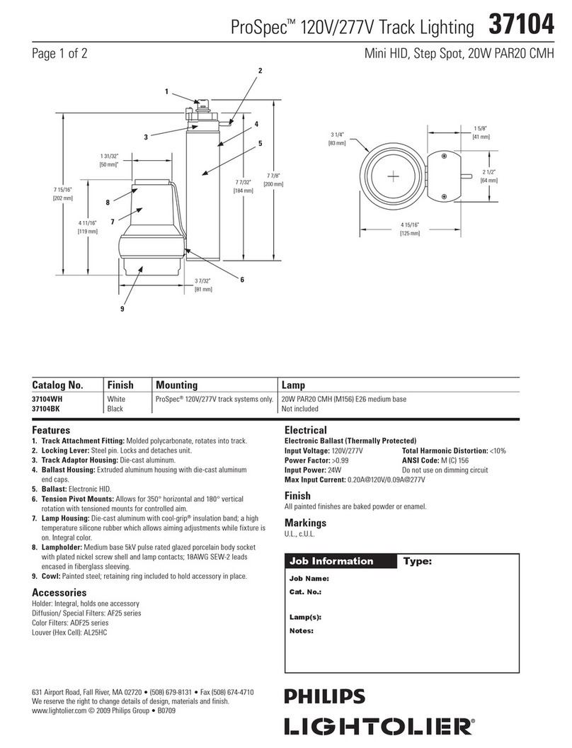 Lightolier ProSpec 37104 User manual Lightolier ProSpec 37104 User manual