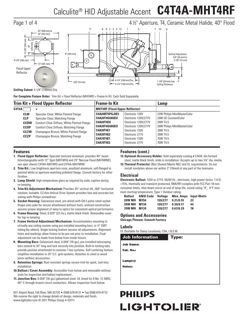 Lightolier Calculite C4T4A-MHT4RF User manual