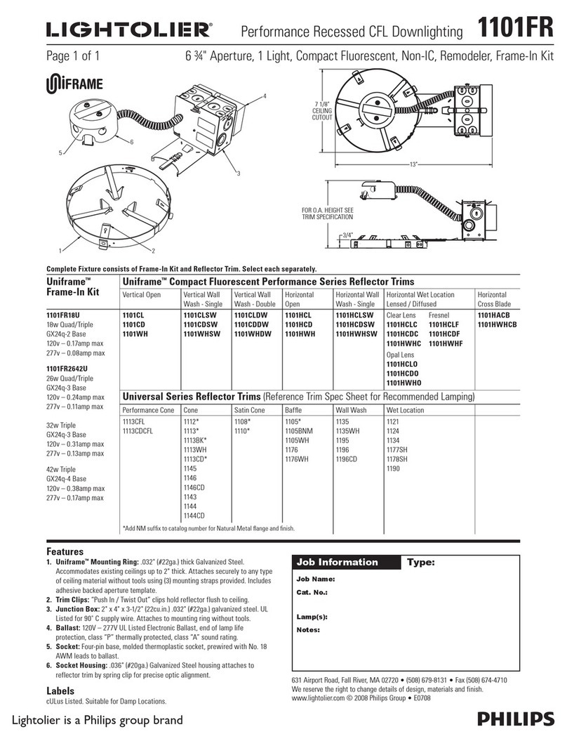Lightolier Uniframe 1101FR User manual