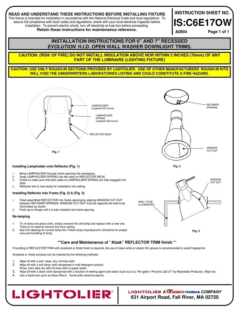 Lightolier 6" RECESSED EVOLUTION User manual Lightolier 6" RECESSED EVOLUTION User manual