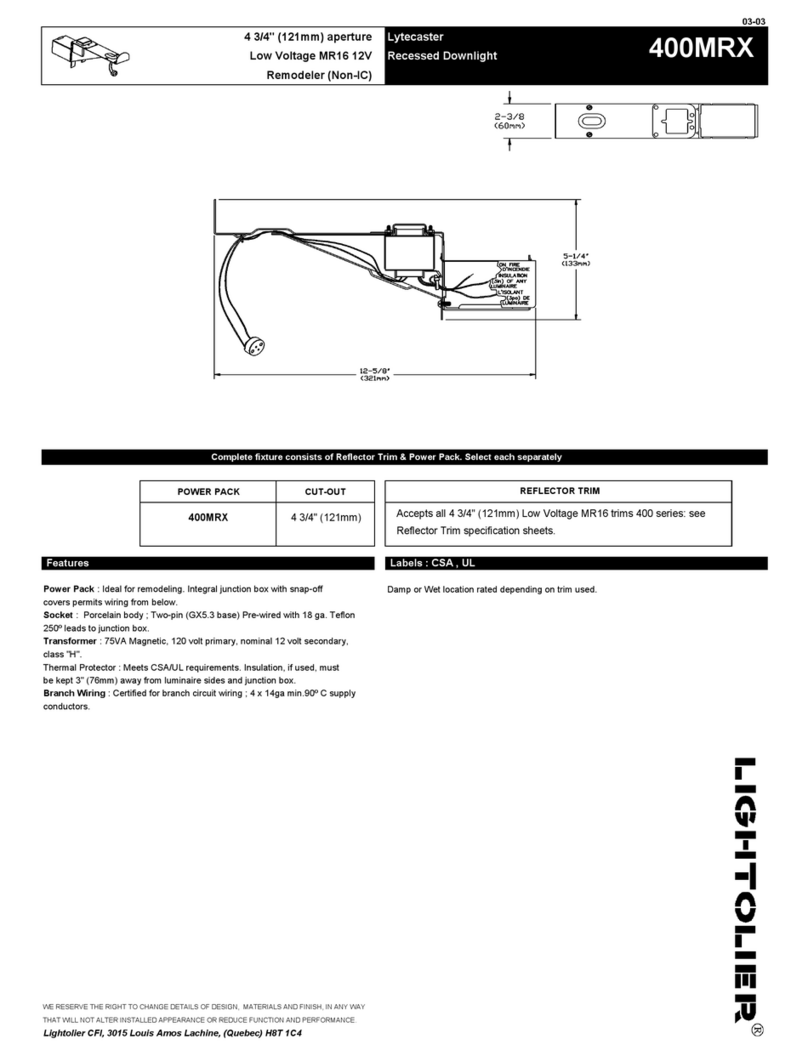 Lightolier Lytecaster 400MRX User manual Lightolier Lytecaster 400MRX User manual