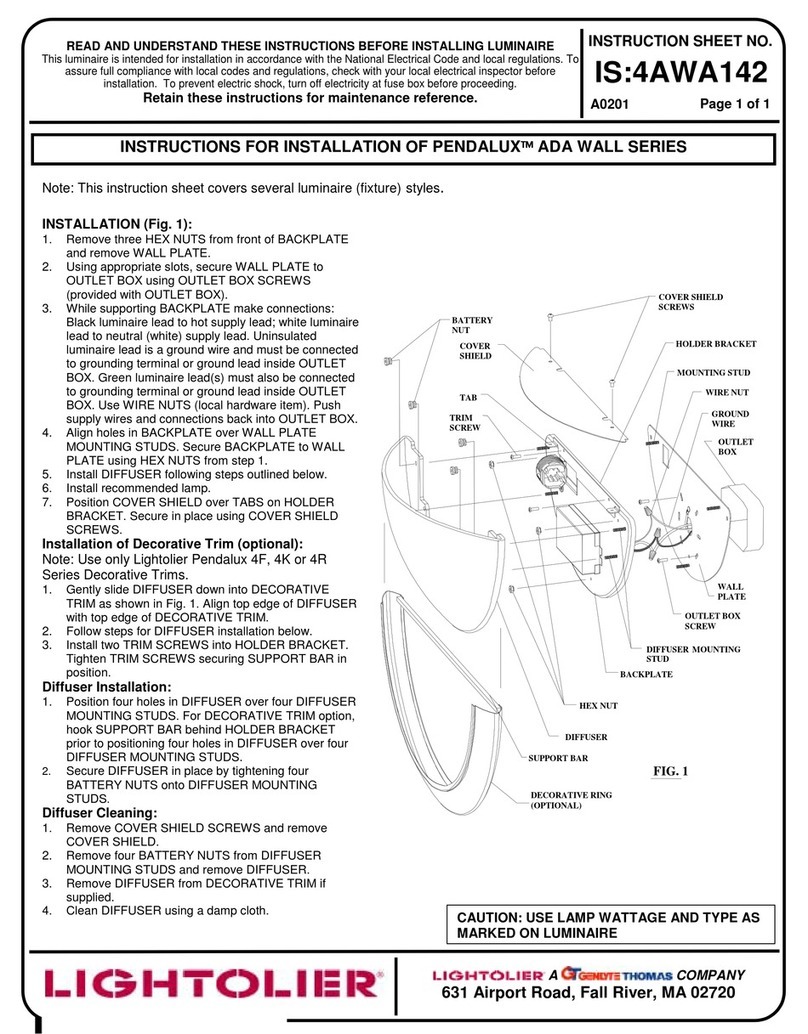 Lightolier PENDALUX ADA WALL SERIES Guide Lightolier PENDALUX ADA WALL SERIES Guide