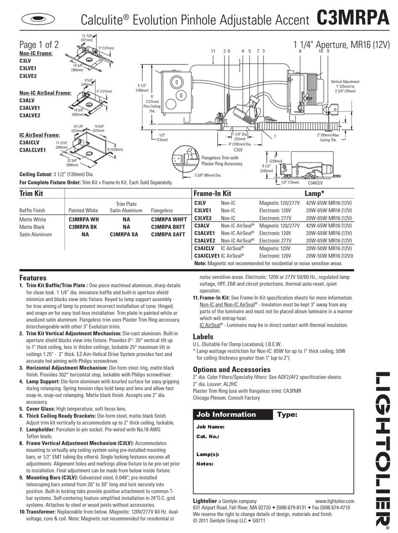 Lightolier Calculite C3MRPA User manual