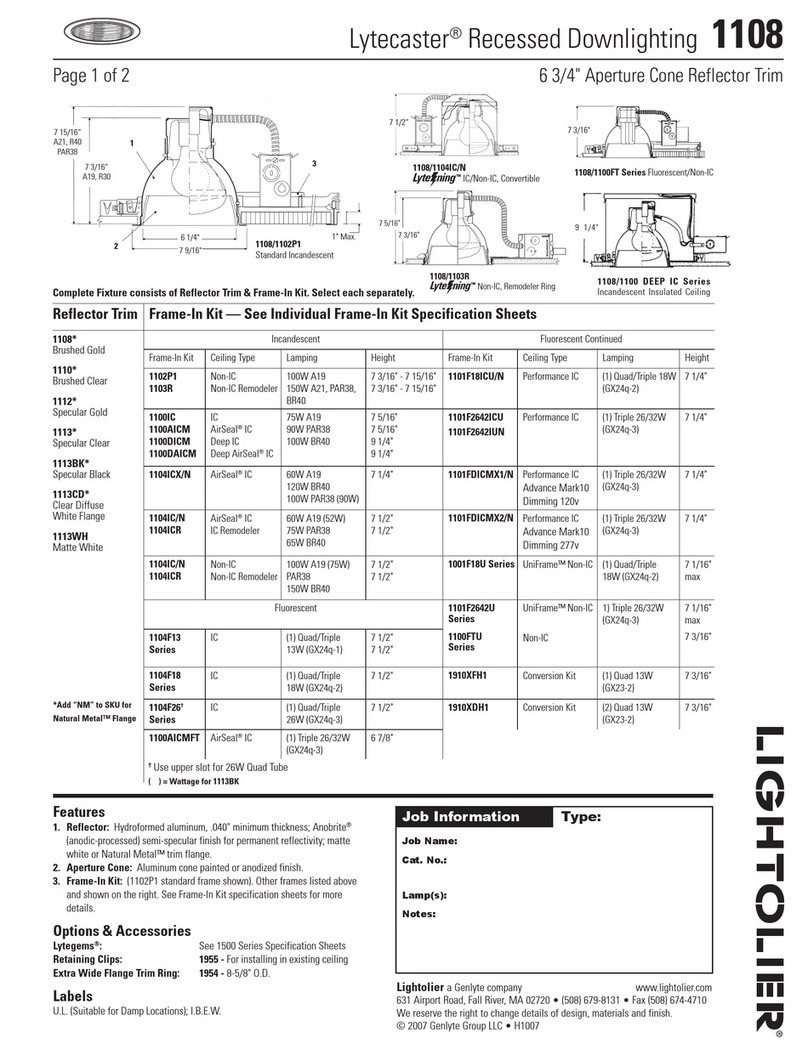 Lightolier Lytecaster 1108 User manual