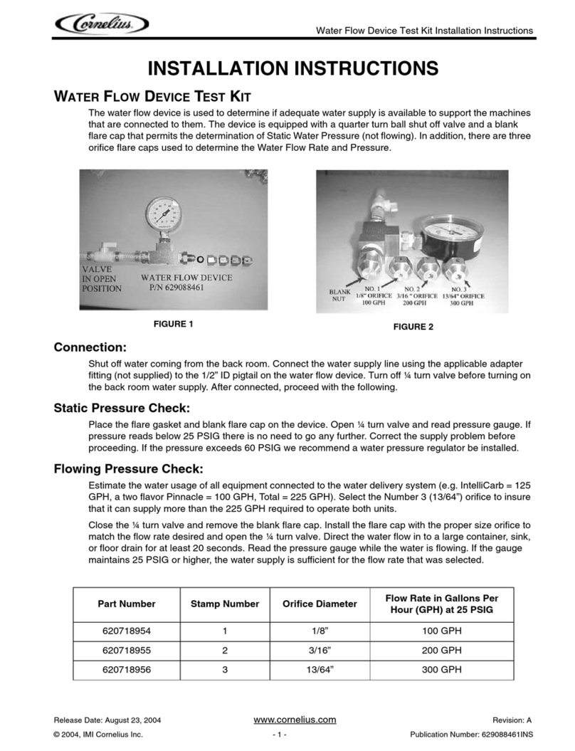 Cornelius Water Flow Device Test Kit installation instructions
