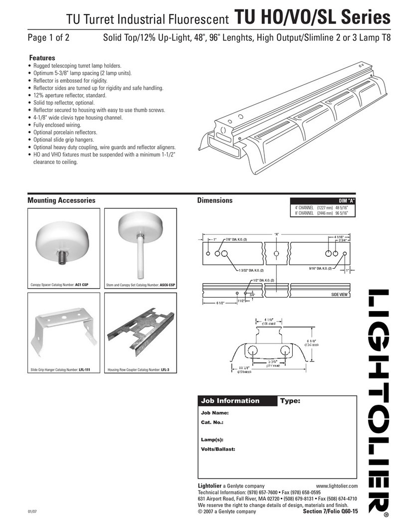 Lightolier TU HO Series User manual