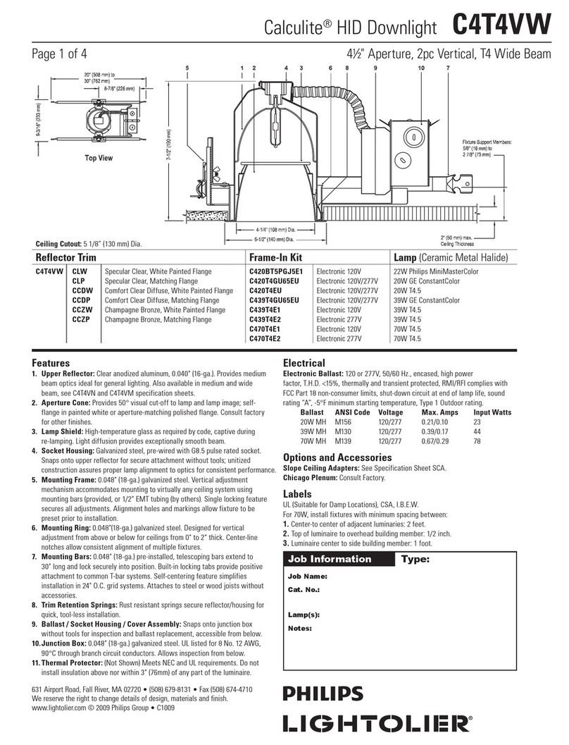 Lightolier Calculite C4T4VW User manual Lightolier Calculite C4T4VW User manual