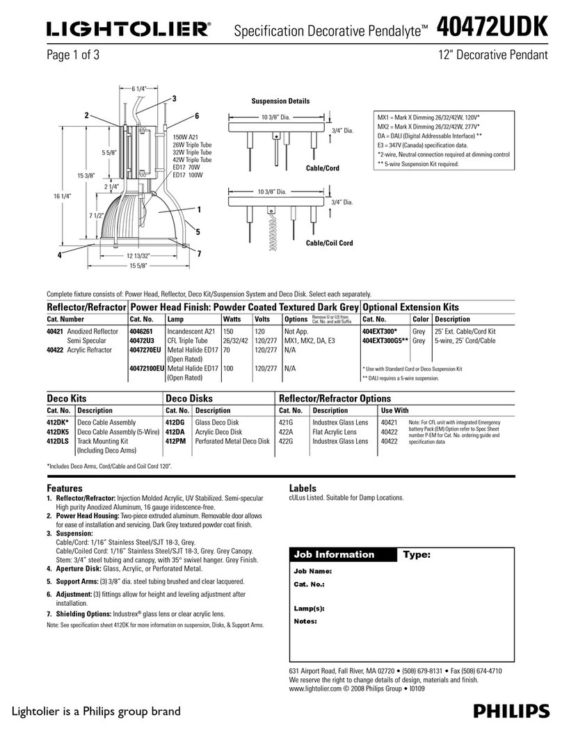 Lightolier Pendalyte 40472UDK User manual