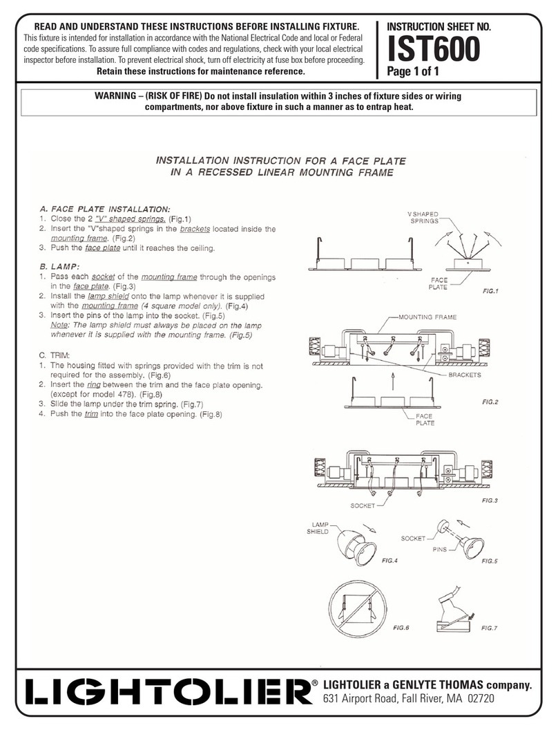Lightolier Face plate lamp Instructions for use