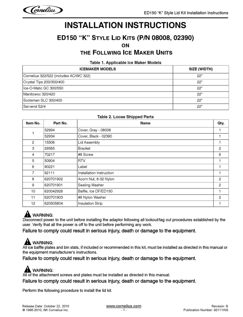 Cornelius ED150 "K" Style Lid Kit installation instructions