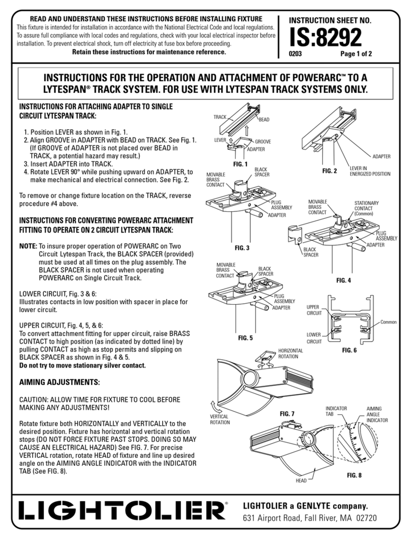 Lightolier POWERARC User manual Lightolier POWERARC User manual