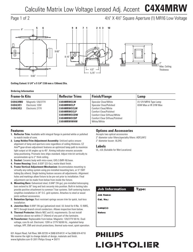 Lightolier Calculite Matrix C4X4MRW User manual