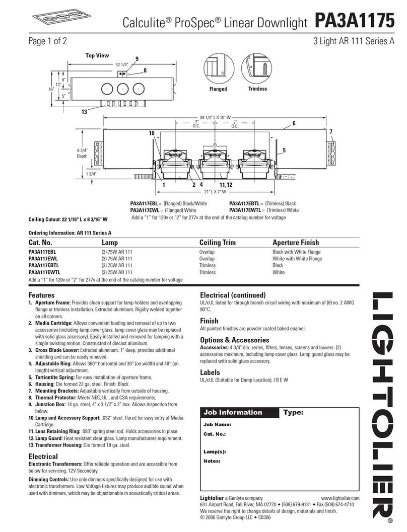 Lightolier Calculite ProSpec PA3A1175 specification