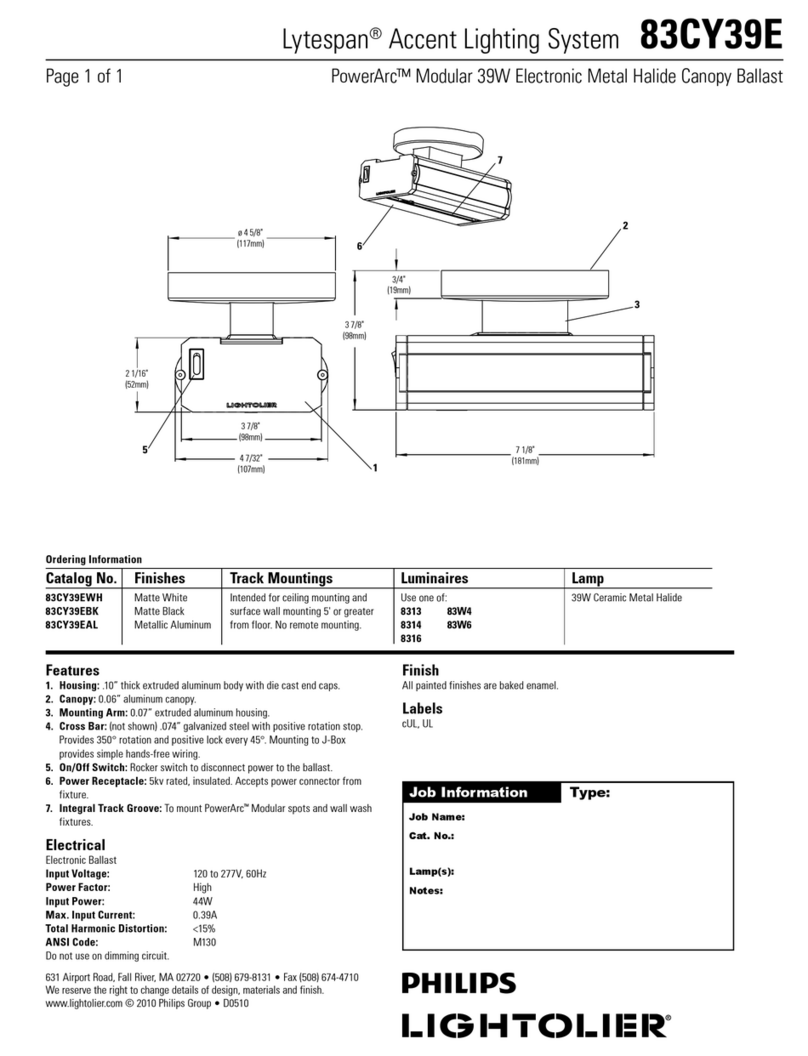 Lightolier Lytespan 83CY39E User manual