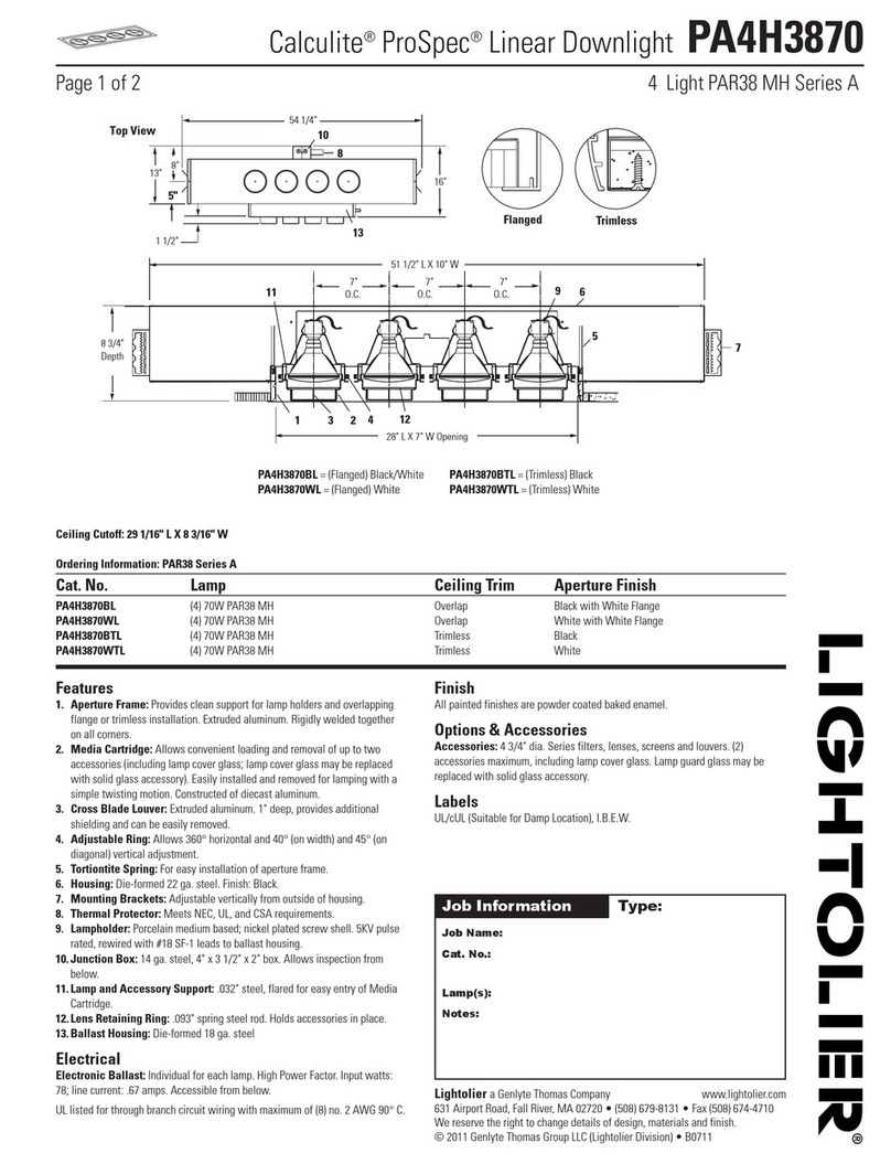 Lightolier Calculite ProSpec PA4H3870 User manual