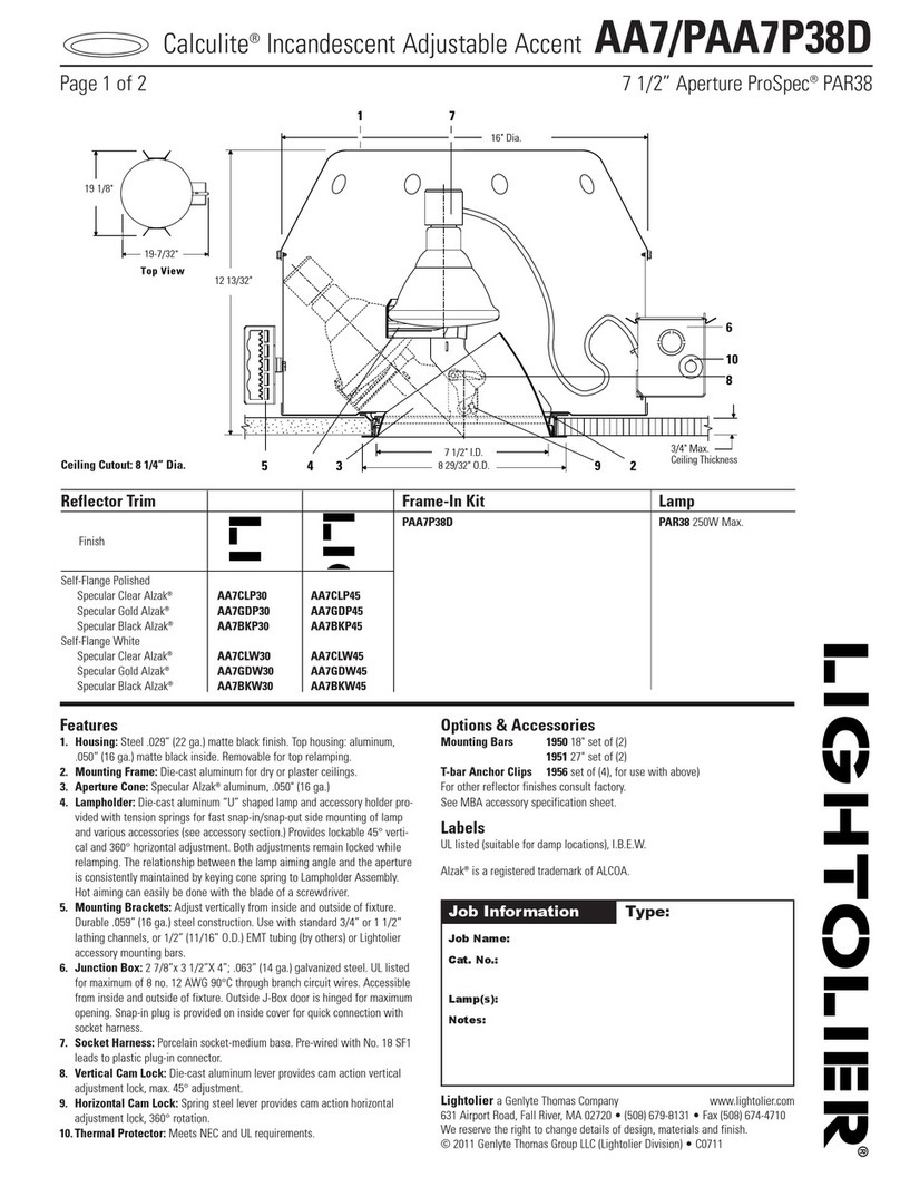 Lightolier Calculite AA7P38D User manual Lightolier Calculite AA7P38D User manual