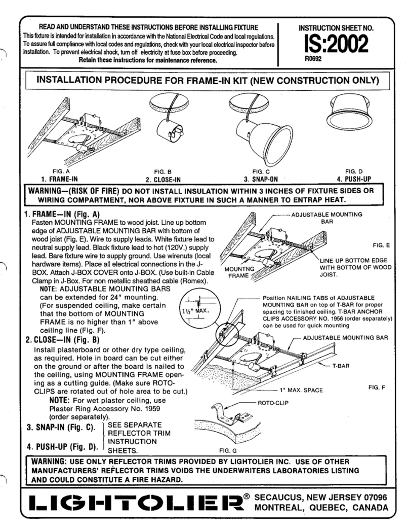 Lightolier Frame-in kit User manual