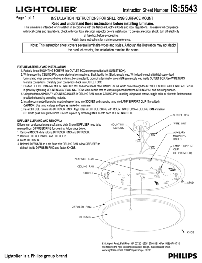 Lightolier Sprill ring surface mount Instructions for installation and use Lightolier Sprill ring surface mount Instructions for installation and use