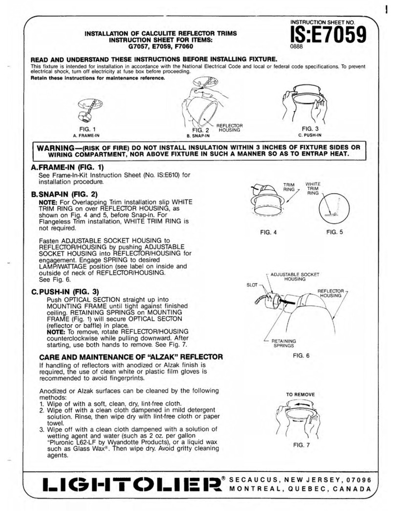 Lightolier G7075 User manual
