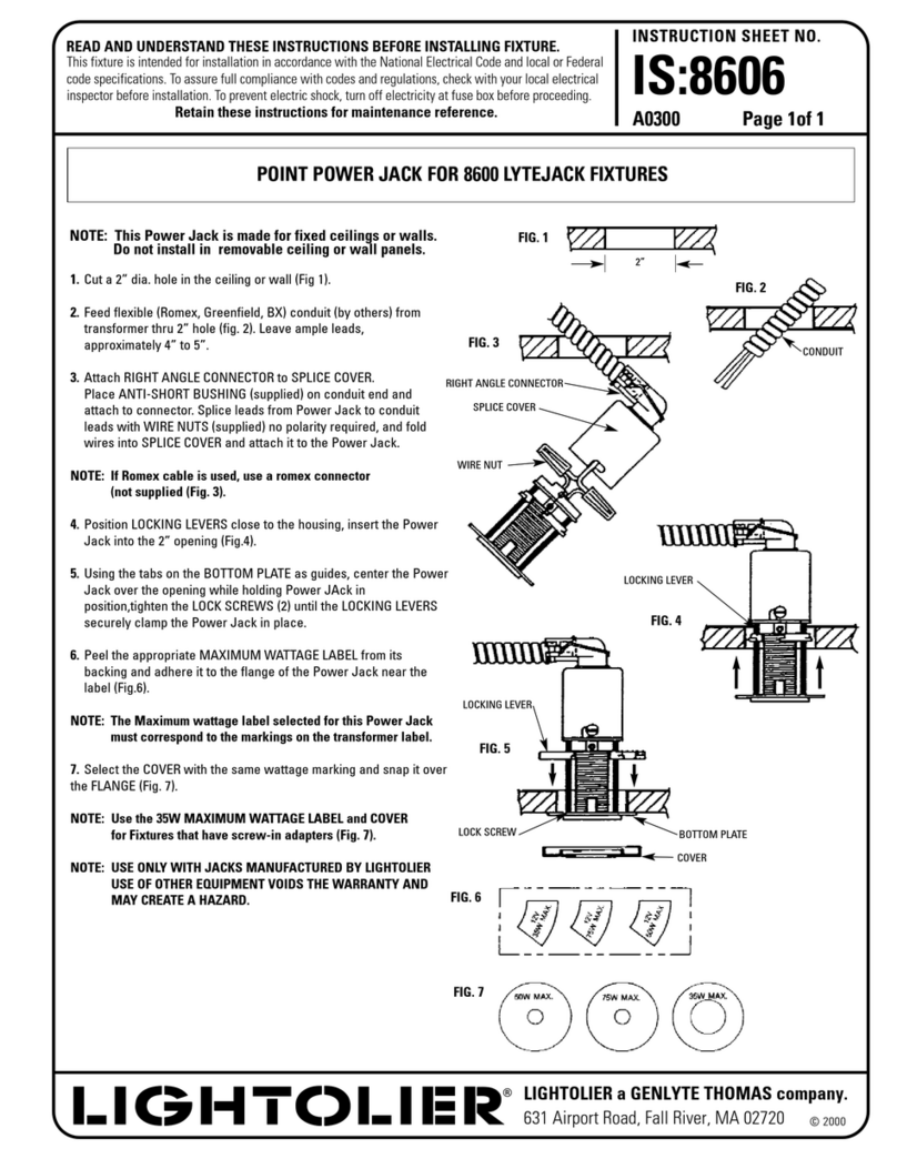 Lightolier POINT POWER JACK Instructions for use Lightolier POINT POWER JACK Instructions for use