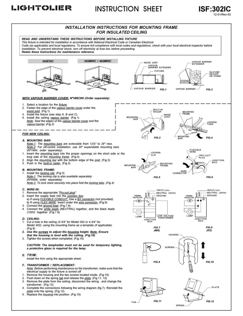 Lightolier mounting frame for insulated celing User manual Lightolier mounting frame for insulated celing User manual