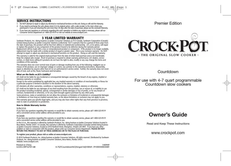 Crock-Pot Countdown owner's guide
