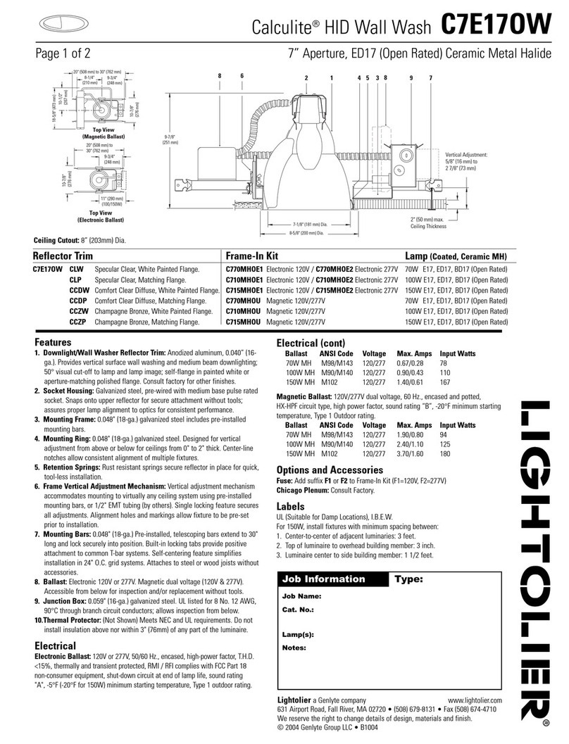 Lightolier Calculite C7E17OW User manual