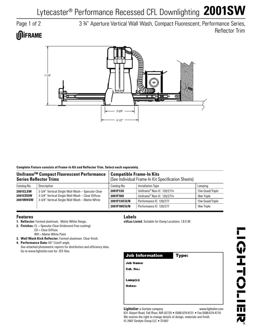 Lightolier Uniframe Lytecaster 2001SW User manual