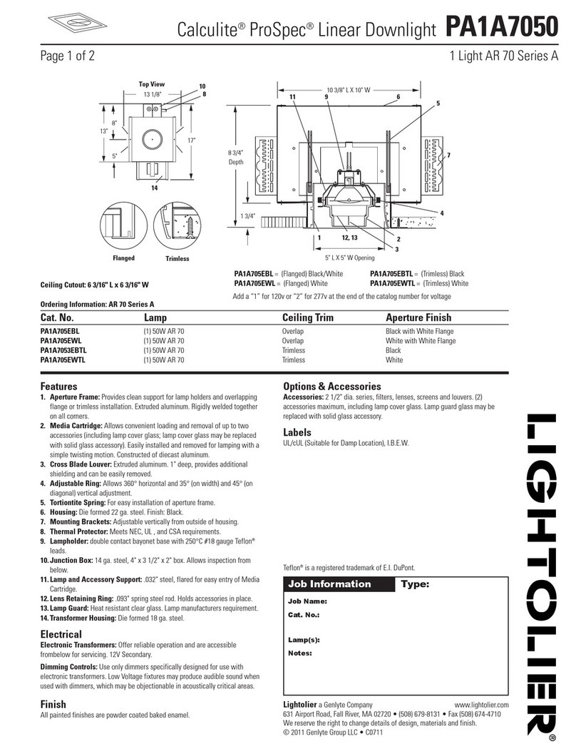 Lightolier Calculite ProSpec PA1A7050 User manual