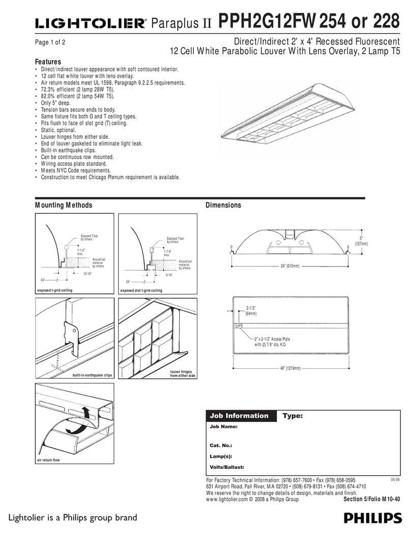 Lightolier Paraplus II PPH2G12FW228 User manual
