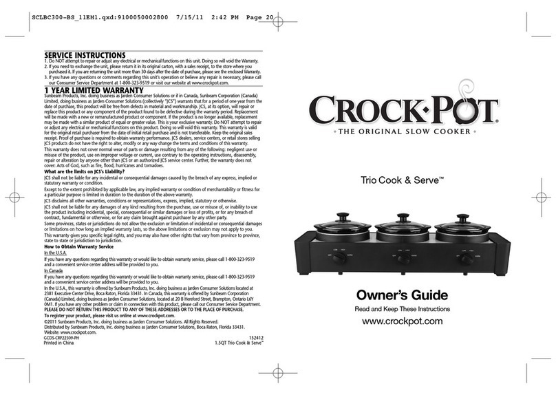 Crock-Pot TRIO COOK SERVE User manual
