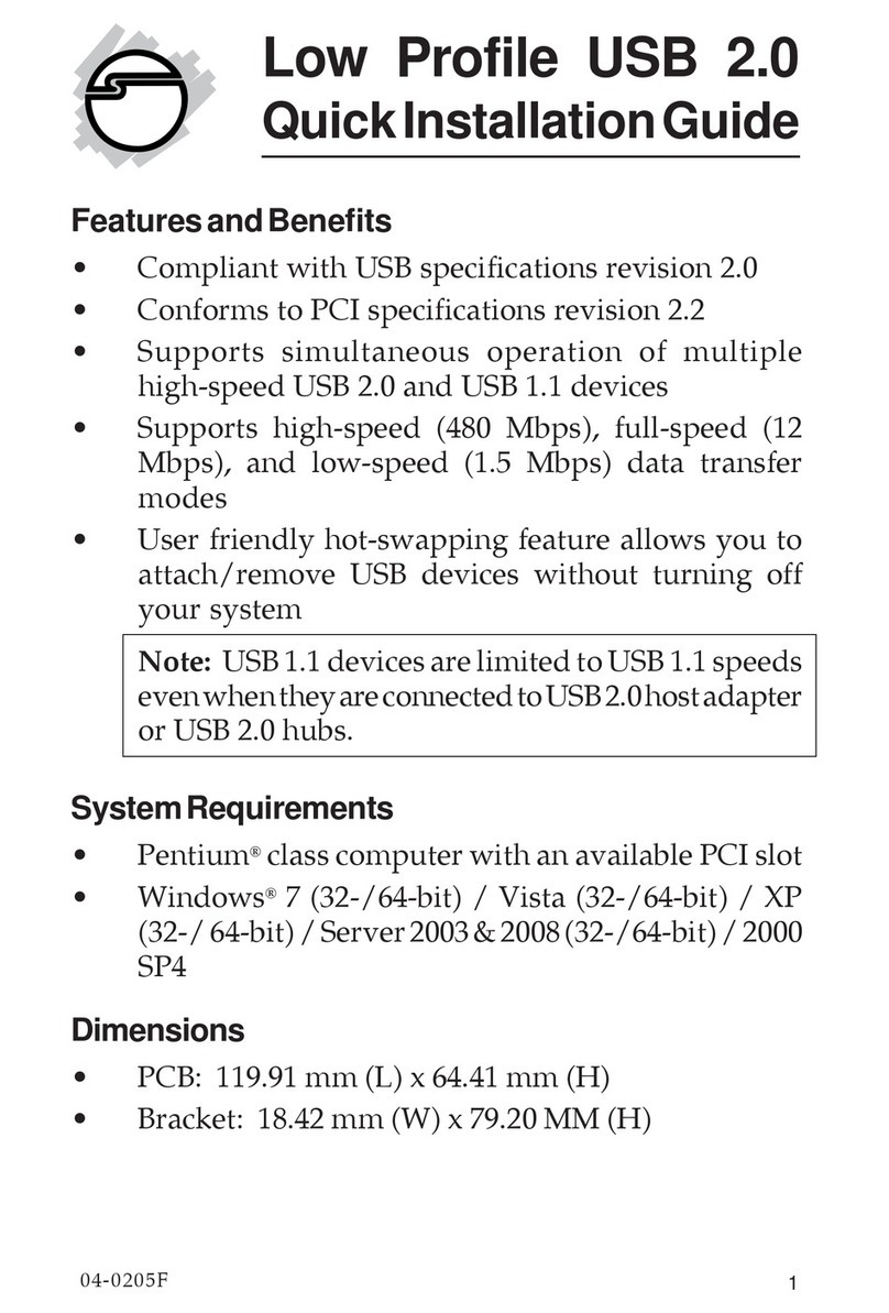 SIIG Low Profile USB 2.0 User manual